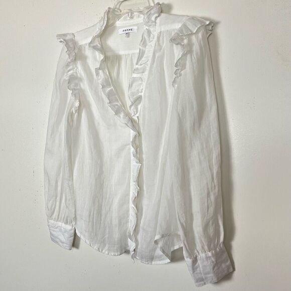 Frame Denim White Ruffle Blouse - Picture 4 of 10